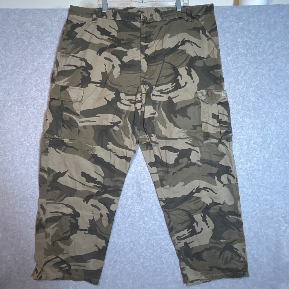 Wrangler Cargo Pants Mens 42x30 Camo Green Cotton Twill Gorpcore Streetwear